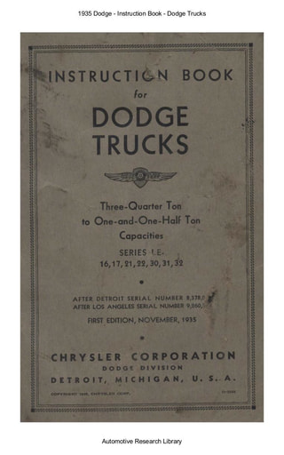 1935 Dodge   Instruction Book (42pgs)