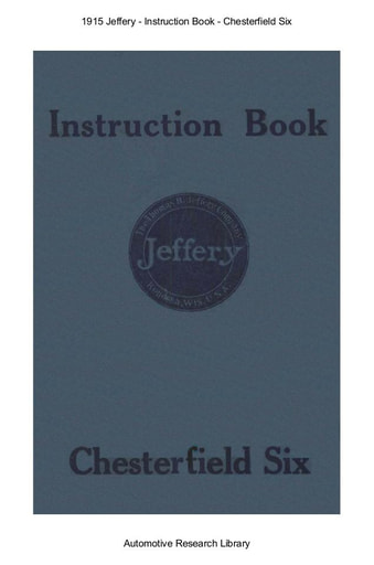 1915 Jeffery   Inst  Book   Chesterfield Six (63pgs)