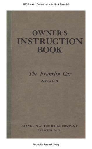 1920 Franklin   Owners Inst  Book Series 9 B (37pgs)