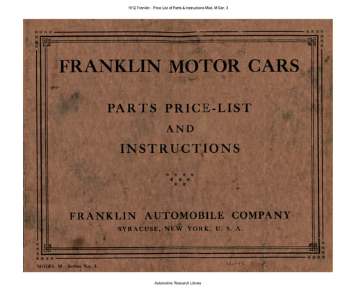1912 Franklin   Price List of Parts & Instructions Mod  M Ser  3 (66pgs)