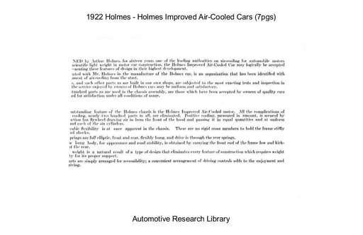 1922 Holmes   Holmes Improved Air Cooled Cars (7pgs)