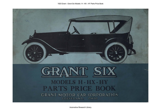 1920 Grant   Six Models  H   HX   HY Parts Price Book (80pgs)
