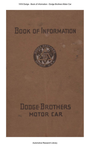 1916 Dodge   Book of Information (62pgs)