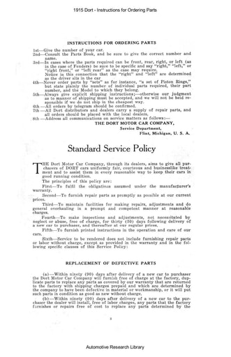 1915 Dort   Instructions for Ordering Parts (158pgs)